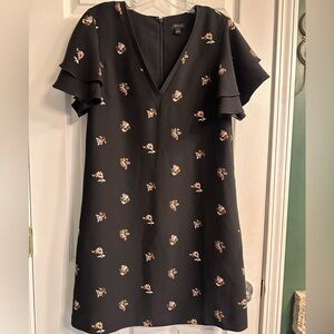 Ann Taylor Black Mini Dress with Floral Accents